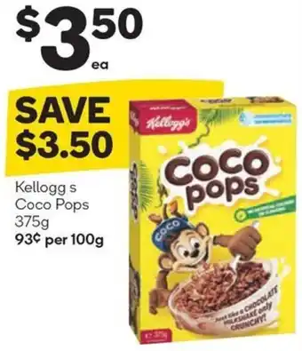 Woolworths Kellogg s Coco Pops 375g offer