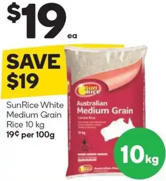 Woolworths SunRice White Medium Grain Rice 10 kg offer
