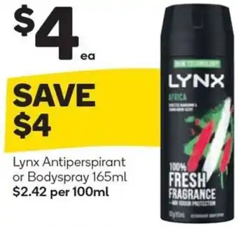 Lynx Antiperspirant or Bodyspray 165ml