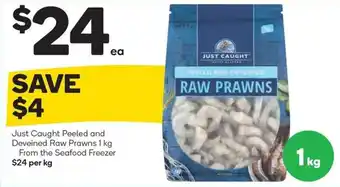 Woolworths Just Caught Peeled and Deveined Raw Prawns 1 kg offer