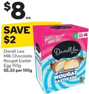 Woolworths Darrell Lea Milk Chocolate Nougat Easter Egg 150g offer