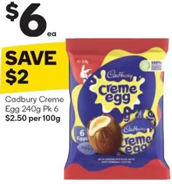 Woolworths Cadbury Creme Egg 240g Pk 6 offer