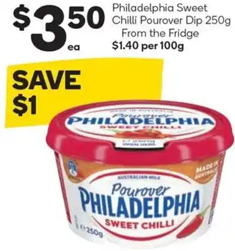 Woolworths Philadelphia Sweet Chilli Pourover Dip 250g offer