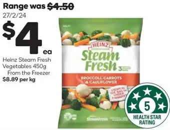 Woolworths Heinz Steam Fresh Vegetables 450g offer