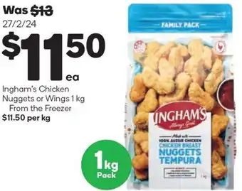Woolworths Ingham's Chicken Nuggets or Wings 1 kg offer