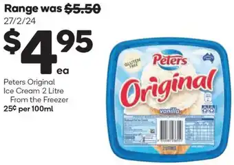 Woolworths Peters Original Ice Cream 2 Litre offer