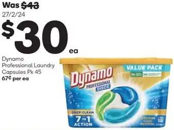 Woolworths Dynamo Professional Laundry Capsules Pk 45 offer