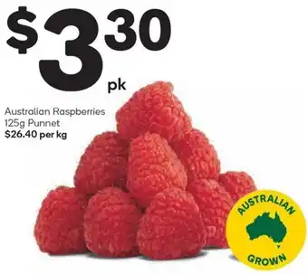 Woolworths Australian Raspberries 125g Punnet offer