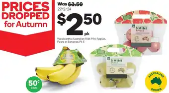 Woolworths Woolworths Australian Kids Mini Apples, Pears or Bananas Pk 5 offer