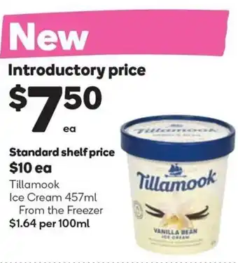 Woolworths Tillamook Ice Cream 457ml From the Freezer offer