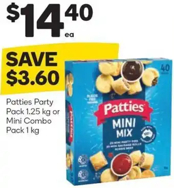 Woolworths Patties Party Pack 1.25 kg or Mini Combo Pack 1 kg offer