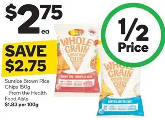Woolworths Sunrice Brown Rice Chips 150g offer