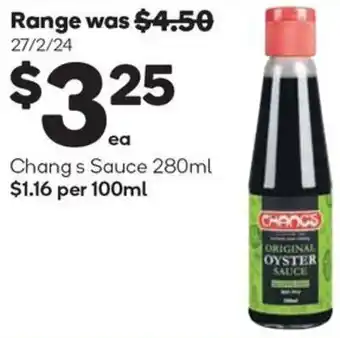 Woolworths Chang's Sauce 280ml offer