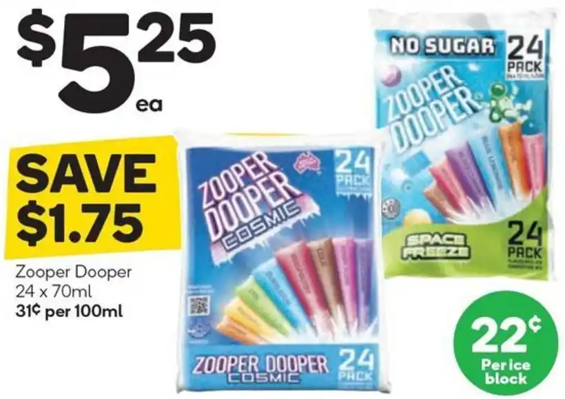 Zooper Dooper 24 x 70ml offer at Woolworths