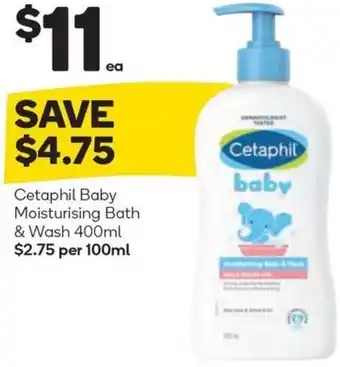 Woolworths Cetaphil Baby Moisturising Bath & Wash 400ml offer