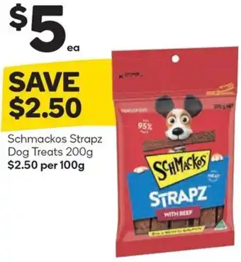 Woolworths Schmackos Strapz Dog Treats 200g offer