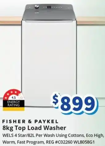 Bi-Rite FISHER & PAYKEL 8kg Top Load Washer offer