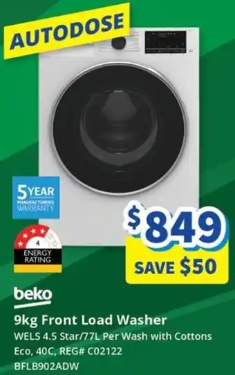 Bi-Rite beko 9kg Front Load Washer offer