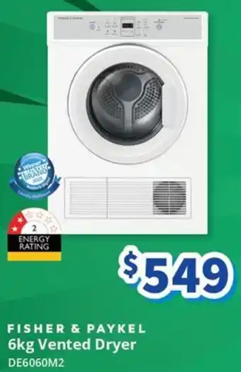 Bi-Rite FISHER & PAYKEL 6kg Vented Dryer offer