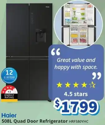 Bi-Rite Haier 508L Quad Door Refrigerator offer