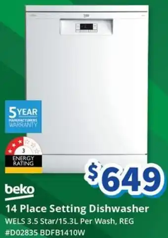 Bi-Rite beko 14 Place Setting Dishwasher offer