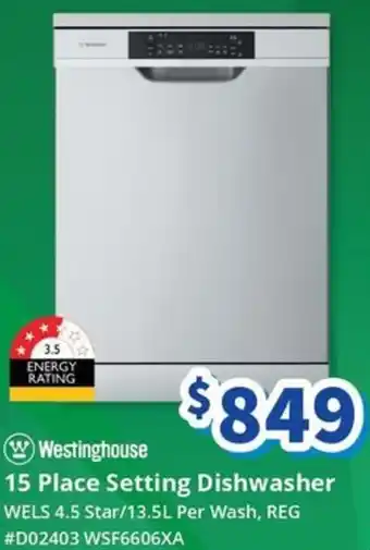 Bi-Rite Westinghouse 15 Place Setting Dishwasher offer