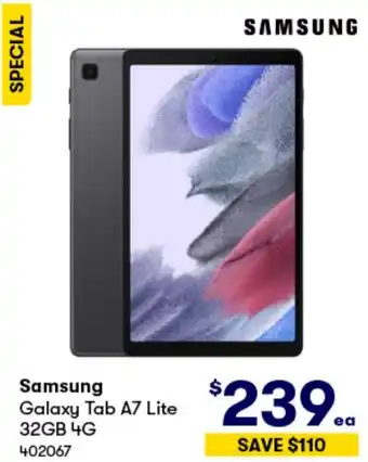 BIG W Samsung Galaxy Tab A7 Lite 32GB 4G offer