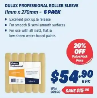 Dulux Dulux Professional Roller Sleeve 11mm x 270mm - 6 Pack offer