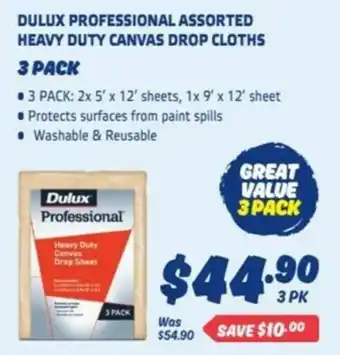 Dulux Professional Assorted Heavy duty Canvas Drop Cloths 3 Pack