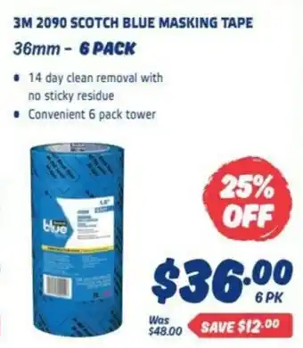 3M 2090 Scotch Blue Masking Tape 36mm - Pack