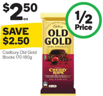 Woolworths Cadbury Old Gold Blocks 170-180g offer