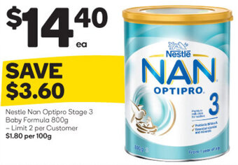 Woolworths Nestle Nan Optipro Stage 3 Baby Formula 800g offer