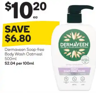 Woolworths Dermaveen Soap-free Body Wash Oatmeal 500ml offer