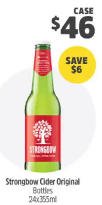 Woolworths Strongbow Cider Original Bottles 24x355ml offer