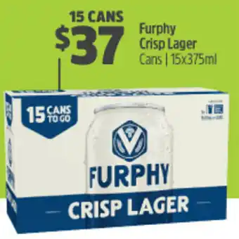 Woolworths Furphy Crisp Lager 15x375ml offer