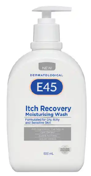 Pharmacy4Less E45 itch recovery moisturising body wash 500ml offer