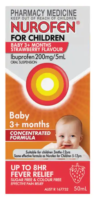 Pharmacy4Less Nurofen baby 3 months+ strawberry 50ml offer