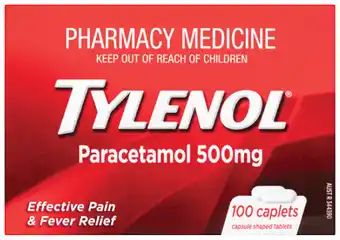 Pharmacy4Less Tylenol paracetamol 500mg 100 caplets offer
