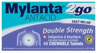 Mylanta 2go double strength 48 chewable tablets
