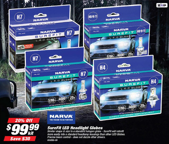 SuperCheap Auto Narva surefit led headlight globes offer