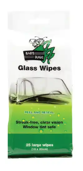 SuperCheap Auto Bar's bugs glass cleaning wipes 25 pack offer