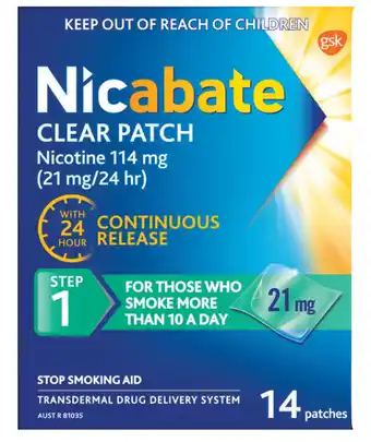 Ramsay Pharmacy Nicabate clear patch 21mg 14 pack offer