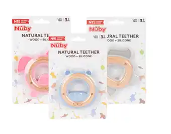 BIG W Nuby wood & silicone pop out character teethers - assorted offer