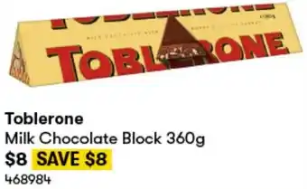 BIG W Toblerone Milk Chocolate Block 360g offer