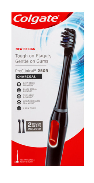 BIG W Colgate proclinical 250r charcoal rechargeable electric toothbrush + 2 brush heads offer