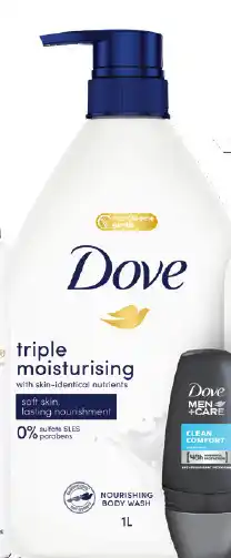 BIG W Dove triple moisturising deeply nourishing body wash 1l offer