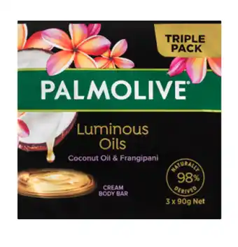 BIG W Palmolive luminous oils coconut oil & frangipani cream body bar 3 x 90g offer