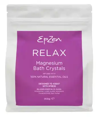 BIG W Epzen magnsium bath crystals relax 900g offer