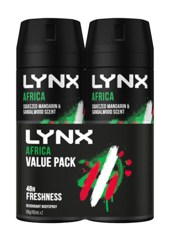 BIG W Lynx deodorant bodyspray twin pack 165ml - africa offer