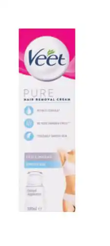 Chemist Warehouse Veet pure hair removal cream bikini & underarm 100ml offer